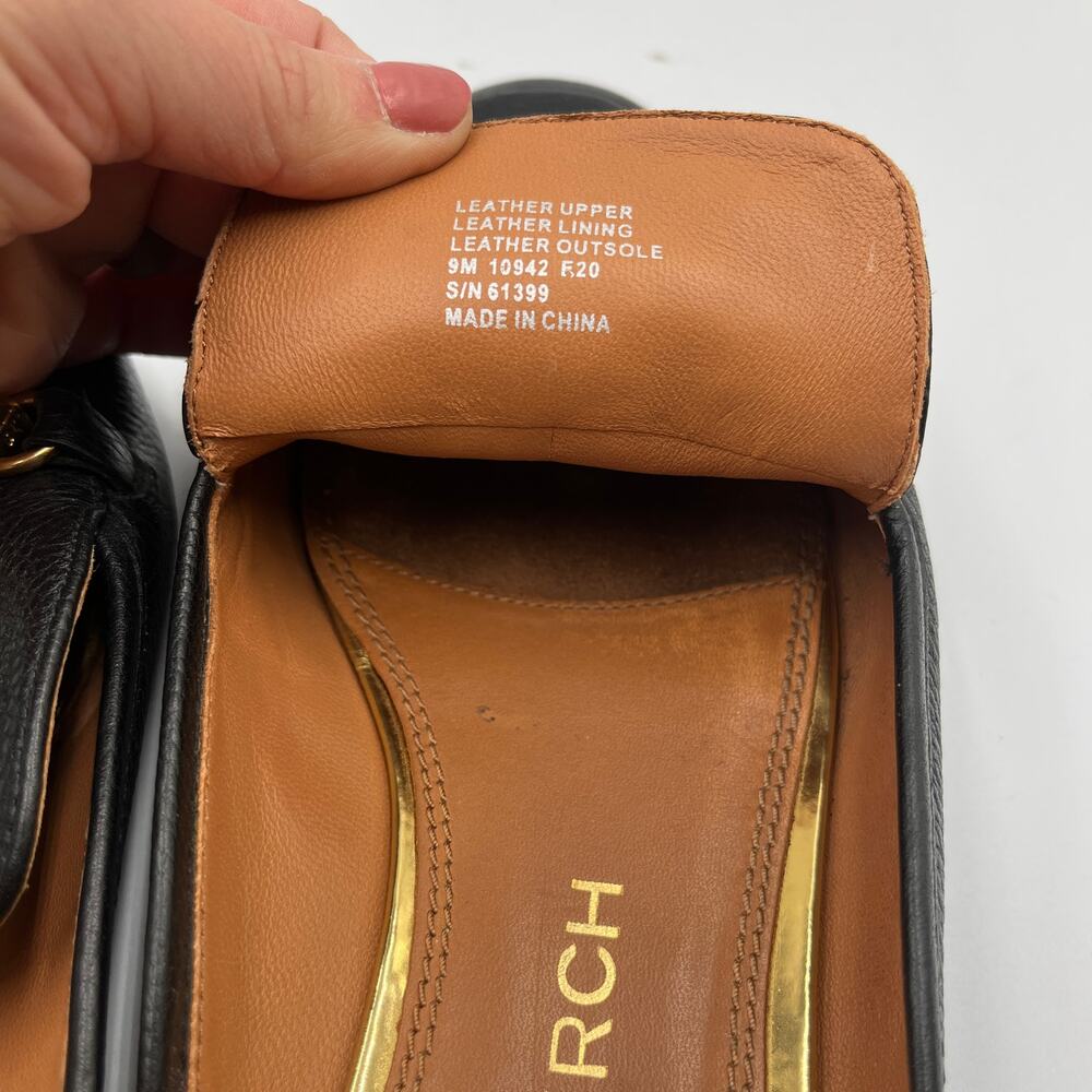 Tory Burch Jessa Chain Pebbled Leather Backless Loafers Mules Clogs Black Sz 9M - Picture 7 of 9